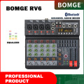 BOMGE RV6 Professional 6-Channel Audio Mixer with 16 DSP Effects, 7-Band EQ, Independent 48V Phantom Power Function, USB Interface Recording, Suitable for Studio/DJ Stage/Party/Home Recording. 