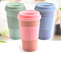 Kitchen Wheat Straw Coffee Cup Mug Tumbler with Lid Eco-friendly Unbreakable. 
