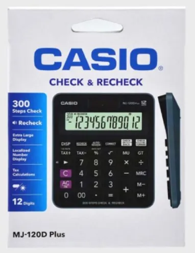 Solar-Powered CASIO MJ-120D PLUS Check & Correct Business Calculator Tool