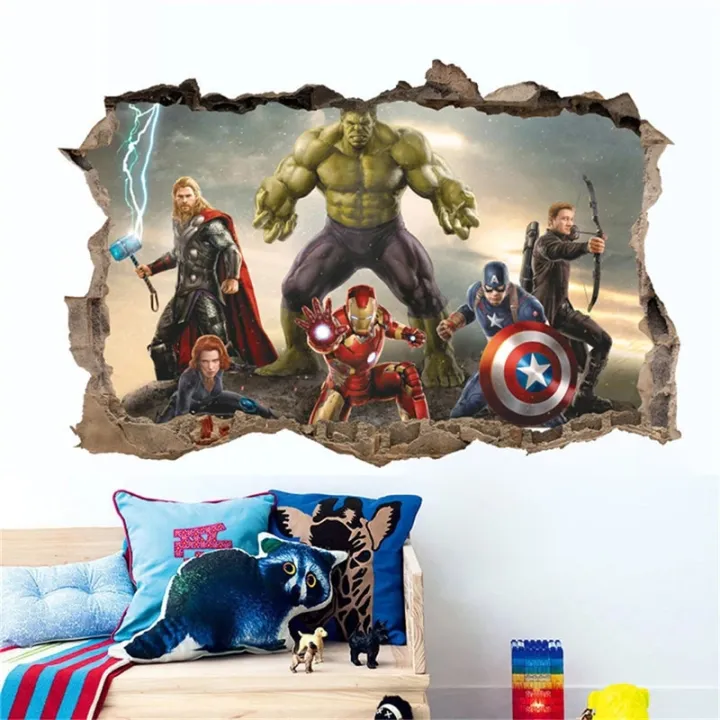 wall%20stickers%20Spiderman%20Avengers%20Wall%20Sticker%20Children%20Bedroom%20Wallpaper%20Boys%20Kids%20Room%20Poster%203d%20Self-adhesive%20Vinyl%20Decals%20Home%20Decor%20Mural%20-%20Image%205