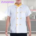 Chef Coat Summer Chef Uniform Short Sleeve Stand Collar Stain-resistant Cook Kitchen Restaurant Top Breathable Loose Fit for Chef Shirt. 