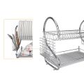 Dish Rack Cup Plate Drainer Strainer Stainless Steel Kitchen Drainer with Glass Holder - Silver Large Dish Drying Rack Cup Drainer 2-Tier Strainer Holder Tray Stainless Steel Kitchen Accessories. 