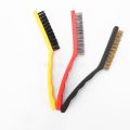 Bent plastic handle wire brush 3 pc Mini Wire Brush Set Stainless Steel, Brass, Nylon. 