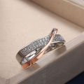 Simple And Fashionable X-shaped Diamond Inlaid Women's Ring. 