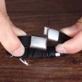 Fashion 3 Layers Black Punk Style Design Leather Bracelet for Men Stainless Steel Magnetic Button Birthday Gift Male Bracelets. 