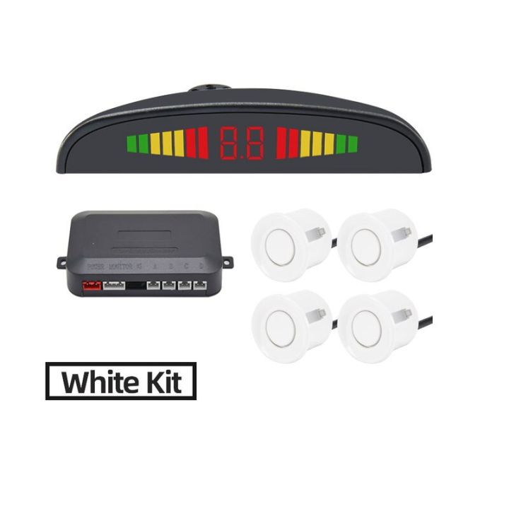【WHITE】 Car Parktronic LED Parking Sensor With 4 Sensor Reverse Monitor Display
