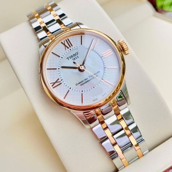 New Design Two Tone Gold Silver Stainless Steel Watch Premium Quality Gents Stylish Look Quartz Analog Chain Casual Watches for Men Boys Office Party Black White 174225129 Flash_LK