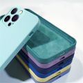 【ThinkWay】Luxury Square Frame Original Liquid Silicone Case For iPhone 12 11 Pro Max XR X XS 6 7 8 Plus SE Mini Soft Cover Shockproof Capa. 