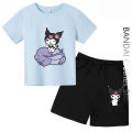 Fashion Cute Cartoon Kuromi Children's T-Shirt Kawaii Summer Tees Loose Short Sleeve Women Y2k Tops Boy Girl Shirts. 