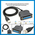 USB To 25 Pin DB25 Female IEEE 1284 Parallel Printer LPT Adapter Print Converter Cable Parallel Interface Communication. 