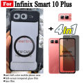 4 in 1 Infinix Smart 10 Plus Shockproof Phone Case With Magnetic Wireless Charging Sticker For Infinix Smart 10 X6725 Anti Spy Privacy Full Coverage Tempered Glass +Lens Film. 