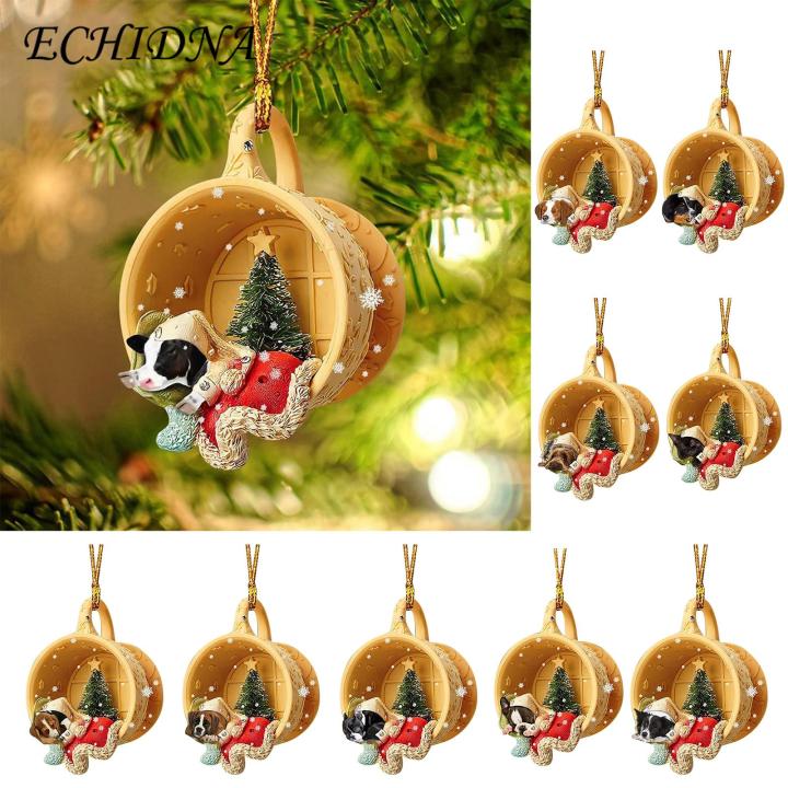 Unique Christmas Ornaments Christmas Dog Ornaments Cute 3d Cup Design with Hanging Rope for Festive Home Car Decoration Christmas Tree Ornaments