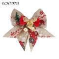 ECHIDNA Christmas Decor Bowknot Bell Xmas Tree Ribbon Bow Pendant. 