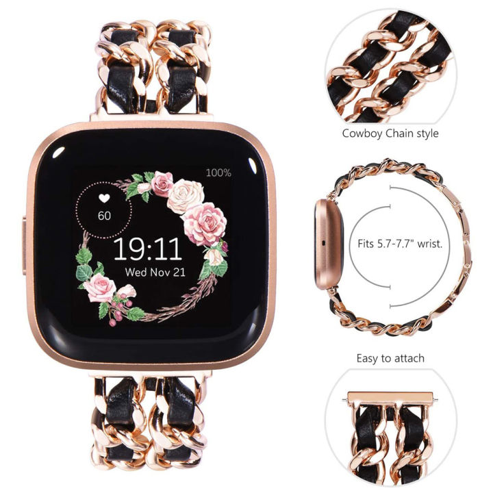 Dressy%20Bracelet%20for%20Fitbit%20Versa%204/%20Sense%202%20Smartwatch%20Band%20Strap%20for%20Fitbit%20Versa%202/3%20Watchband%20Wristband%20Rose%20Gold%20Link%20Chain%20Girlymax%20Store%20-%20Image%204