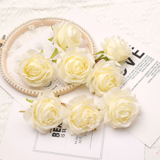 【Folio & Light】50pcs 5cm Rose Buds Artificial Silk Flower Heads Wedding Decoration Diy Birthday Party Wreath Scrapbooking Craft Fake Flowers