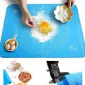 Silicone Cake Rolling Mat Baking Mat Multi Colour  Silicon Fondant Rolling Mat or Silicone Baking Sheet Large with Measurements Stretchable for Kitchen Roti Chapati Cake Pad. 