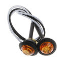 1X 3/4" Amber Yellow Small Round Side Marker lights 3LED Button Lamps Lorry 12V Encounter. 