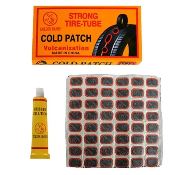 Bicycle Tire Repair Kit Tool Set Kit Patch 48PCSRubber Portable Fetal Best Quality Cycling Cold Patch Solution kit With Adhesive Glue
