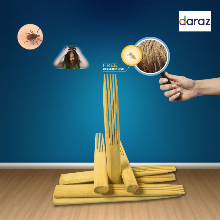 Natural Wooden Lice Comb - Effective Nit and Lice Removal Tool