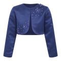 Kids Girls Satin Bolero Jackets Rhinestone Flower Elegant Cardigan Long Sleeve Open Front Shrug Cape Wedding Party Dress Outwear. 