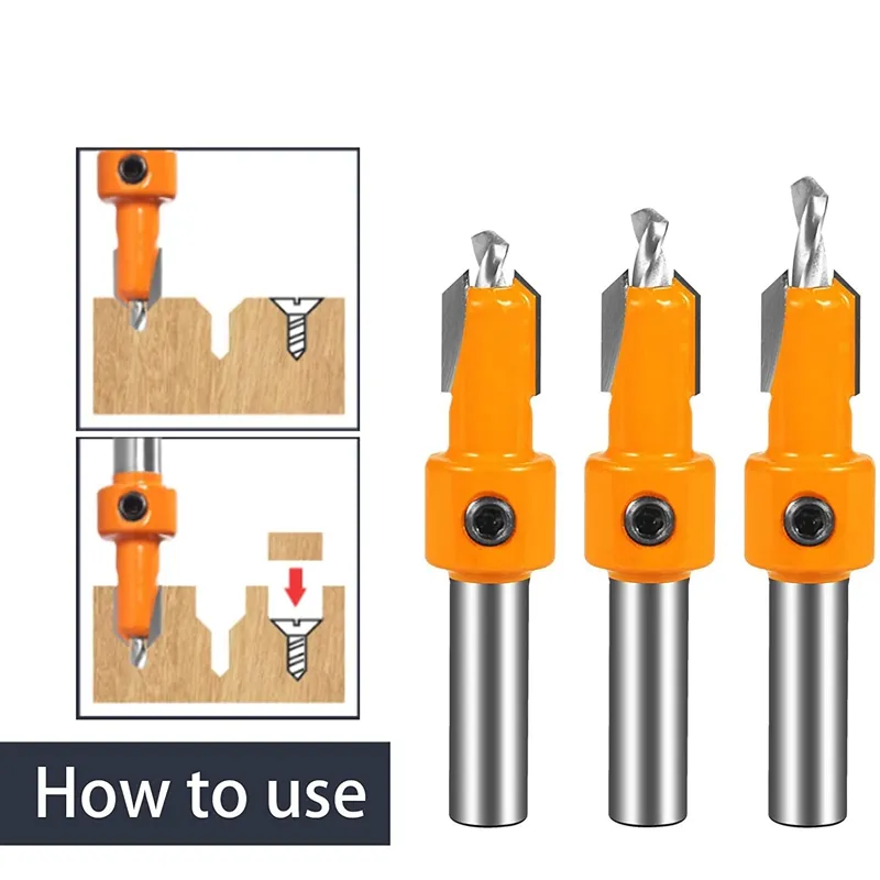 6 Piece 90 Degrees Countersink Drill Bit Wood Drill Bit Set Hex