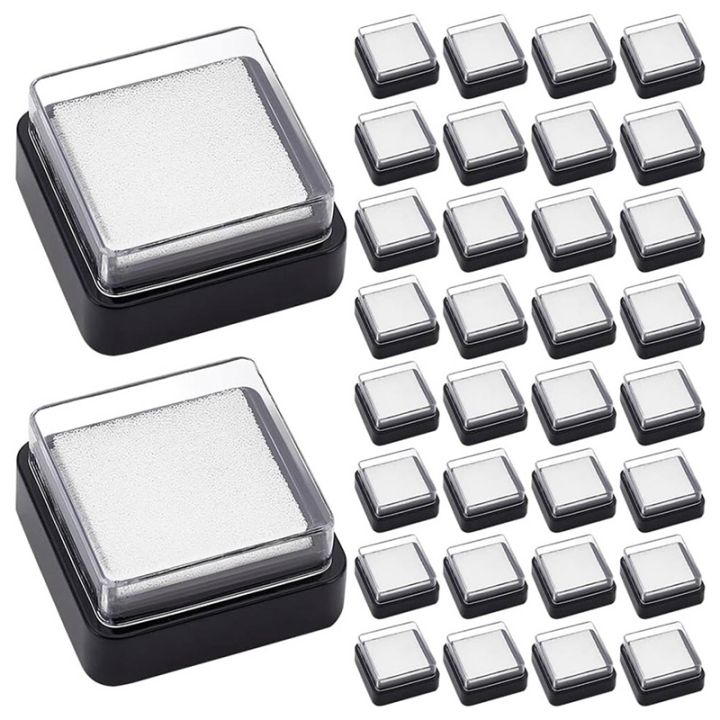 60PCS Empty Blank Ink Pad No Ink Mini Thumbprint Sponge Ink Stamp Pad Black Quick Drying Foam Uninked Pads