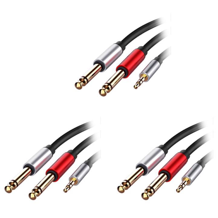 3pcs 3.5mm to Dual 6.5mm Adapter Jack Audio Cable 3.5 to 6.5 AUX Cord 3.5 Jack Splitter for Guitar Mixer Amplifier Bass