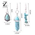 Zentora Ladies Necklace Faux Blue Turquoise Natural Stone Dangling Earrings Kit. 