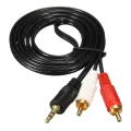 3.5 MM Male Jack to AV 2 RCA Male Stereo Music Audio Cable Cord AUX for Mp3 Pod Phone TV Sound Speakers 1.5M. 