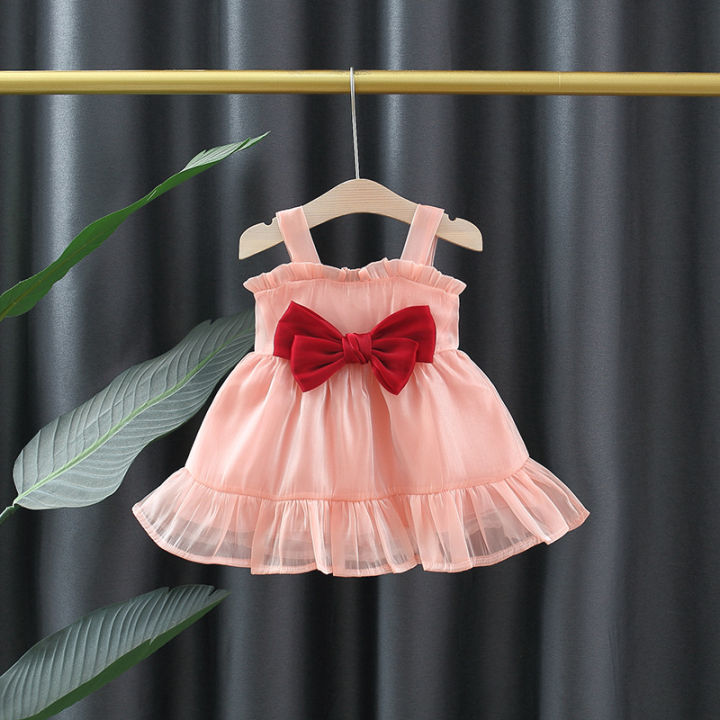 Summer%20Red%20Bow%20Baby%20Girl%20Princess%20Dress%20Ruffle%20Solid%20Color%20Infant%20Sling%20Dress%20Christmas%20Wedding%20Party%20Girls%20Children'S%20Clothing%20(0-3%20Years)%20-%20Image%203