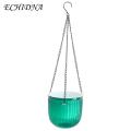 Indoor Self-watering Flower Pot Self-watering Hanging Planter with Drainage Perfect for Indoor Outdoor Plants Visible Water Level Transparent Hanging Pot. 