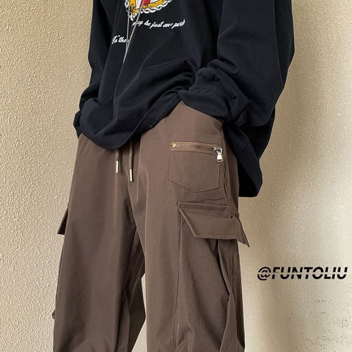 American New Cargo Pants Trendy Multi-Pocket Charging Pants Men's Spring and Autumn Loose Straight Trousers All-Matching Casual Pants