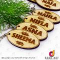 Customized Name Key Tags 10 pc , Engraving Letter Oval shape Key tag, Personalized Wooden Key Tags, Key Chain, Key Ring. 