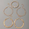 5pcs/sets Bohemian Leaf Gold Bracelets for Women Charms Beaded Chain Adjustable Jewelry Accessories  15774. 