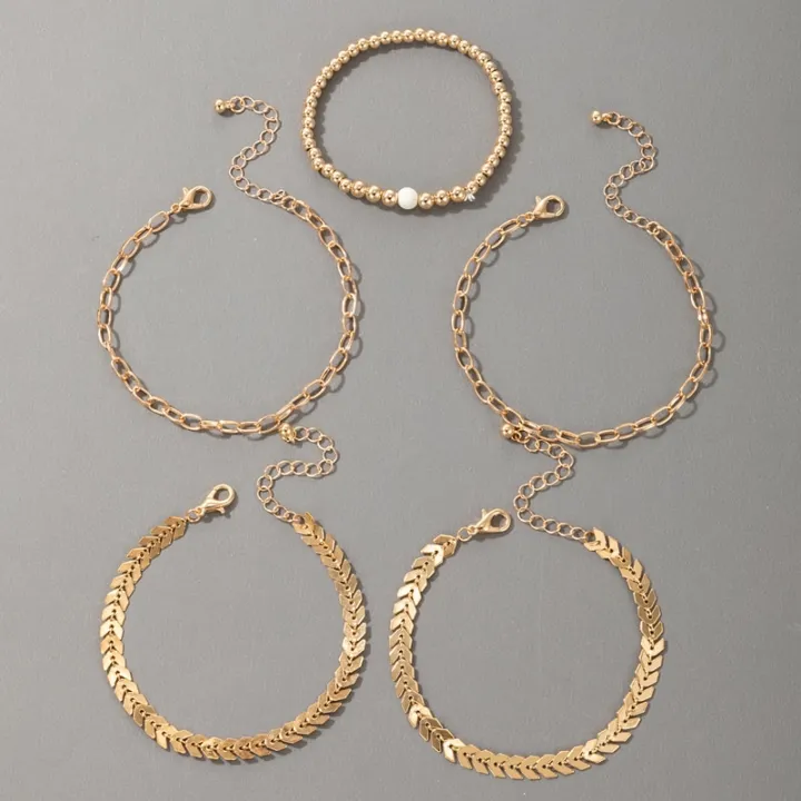 5pcs/sets%20Bohemian%20Leaf%20Gold%20Bracelets%20for%20Women%20Charms%20Beaded%20Chain%20Adjustable%20Jewelry%20Accessories%20%2015774%20-%20Image%204