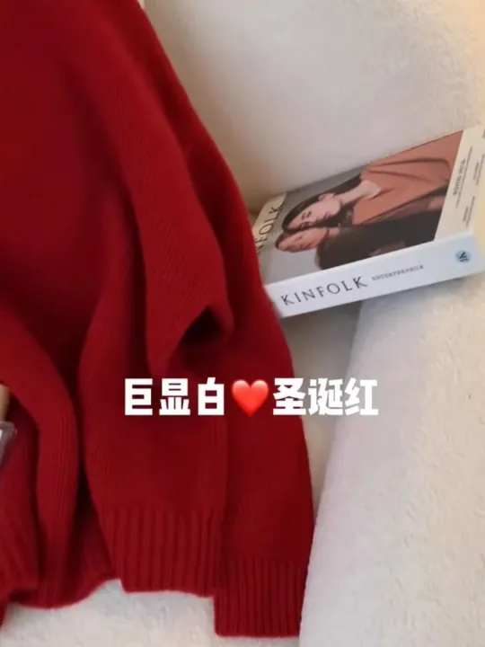 ZHIBAOBI%20Retro%20High-Grade%20Christmas%20Red%20Pullover%20Women's%20Autumn%20and%20Winter%20Lazy%20New%20Year%20Sweater%20-%20Image%204