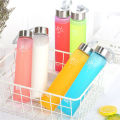 Creative Candy Color Portable Leak-Proof Water Bottles Frosted Sport Unbreakable Plastic Lemon Juice Storage Bottle Drinkware. 