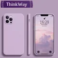 【ThinkWay】Original Liquid Silicone Luxury Case For iPhone 13 12 11 Pro Max XR X S 7 8 Plus SE Mini Square Shockproof Soft Candy Slim Cover. 
