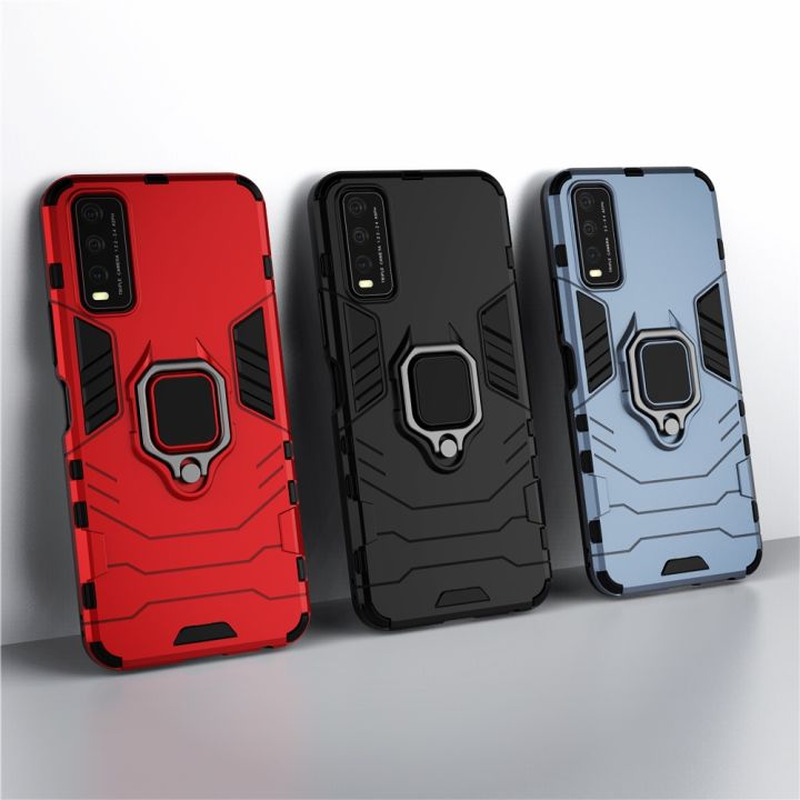 For Vivo Y20 Case V2029 Car Shockproof Magnetic Ring Armor Phone Cover For Vivo Y20i Case 6.51 V2027 V2032 Y 20 Coque Funda
