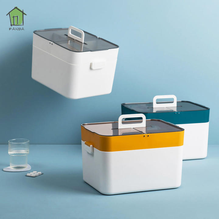 【BestGO】Portable Double-layer Medicine Box Flip Lid Emergency Case for Home and Car Medication First Aid Box Large Capacity