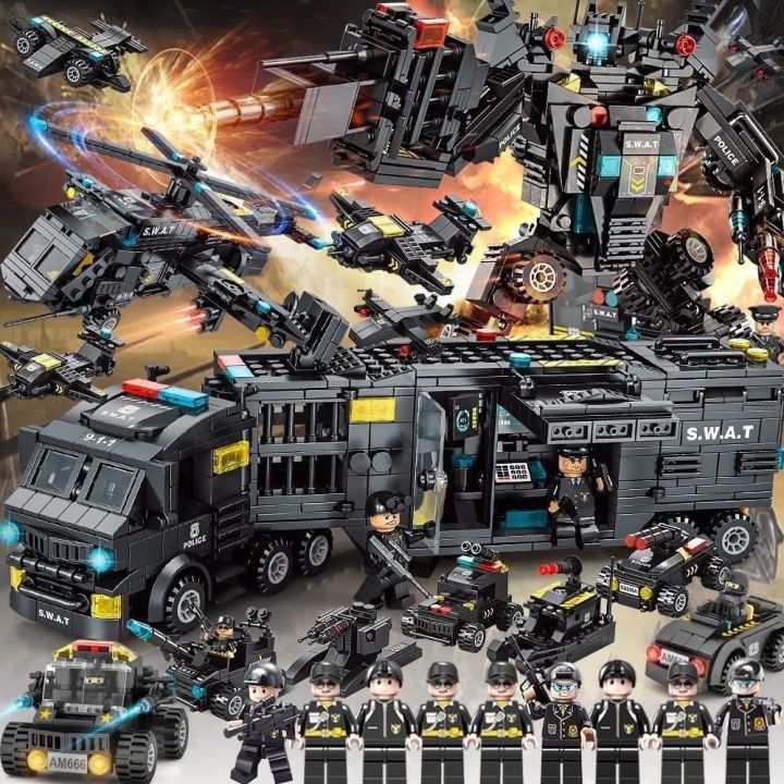 Compatible with LEGO bricks, military transformers, SWAT cars