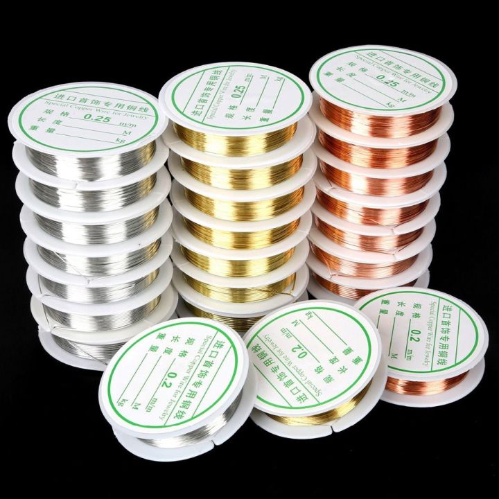 1Roll New Gold Silver Brass Copper Wire DIY 0.2/0.4/0.6/0.8/1mm Beading ...