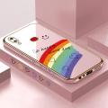 Hontinga for Samsung A10S Case Luxury 6D Plating Smile Rainbow Side Pattern Soft Back Cover Silicone Square Phone Cases. 