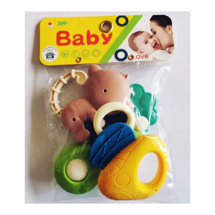 4 Pcs Baby Teething Toy Set Silicone Baby Teether Freezer Safe Soothing Teether Set 3+ Months