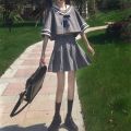 [ Two-Piece Suit ] Summer jk Uniform Female Student Pleated Skirt College Style School Uniform Japanese Short Sailor Suit. 