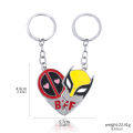 Movie Deadpool and Wolverine Best Bubs Keychain Set Split Heart Matching Pendant Key Chain for Women Men Cosplay Jewelry Gift. 