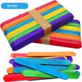 Colored Jumbo Wooden Craft Sticks, Rainbow Wooden Popsicle Sticks, Wide Lollipop Sticks, Treat Sticks Ice Pop Sticks fir Creative Designs or Kids Education, Home Art Projects DIY crafts wooden sticks for kids 50 pcs pack. 