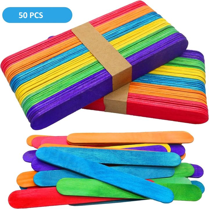 KTOJOY 200 Pcs Colored Wooden Craft Sticks Wooden Popsicle