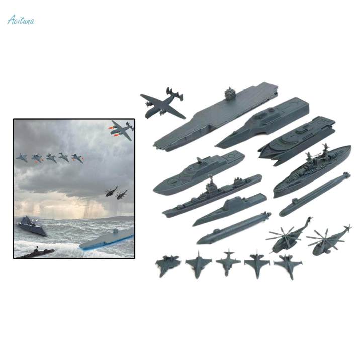 17x Naval Ship Building Blocks and Supply Ship with Small Scale Model Planes Fun