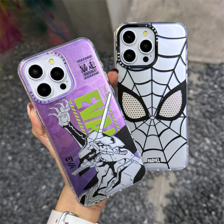 Cartoon%20Anime%20Cool%20Spider%20Man%20Phone%20Case%20For%20iPhone%2015%2014%2013%2012%2011%20Pro%20Max%20Luxury%20E-Evangelion%2001%20Blue-ray%20Silicone%20Back%20Cover%20-%20Image%203